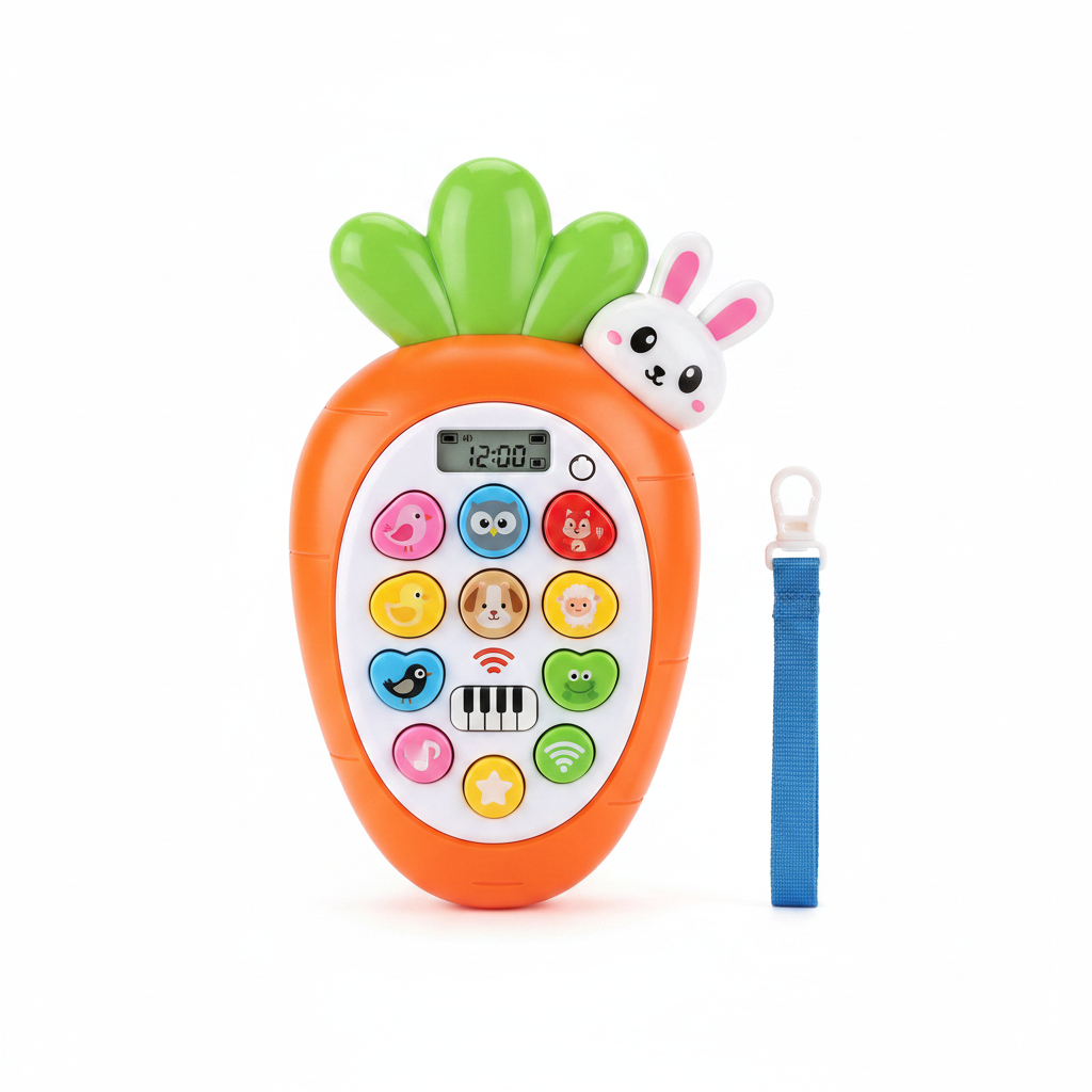 Baby carrot phone toy front view on white background