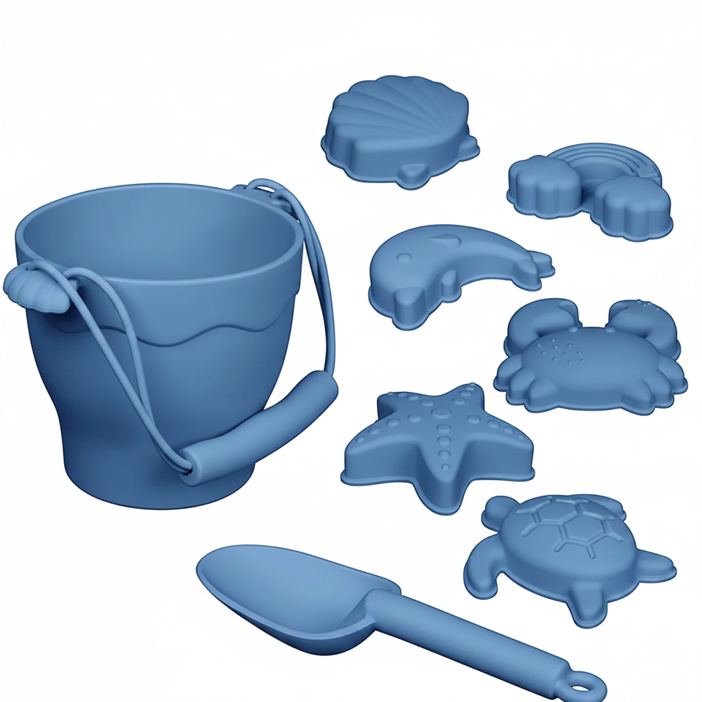 Beach Bucket Full Set White Background