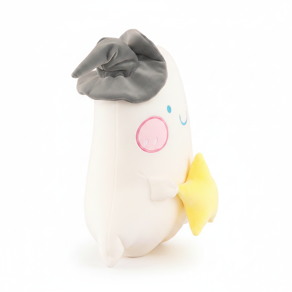 Halloween ghost plush toy three-quarter angle view white background